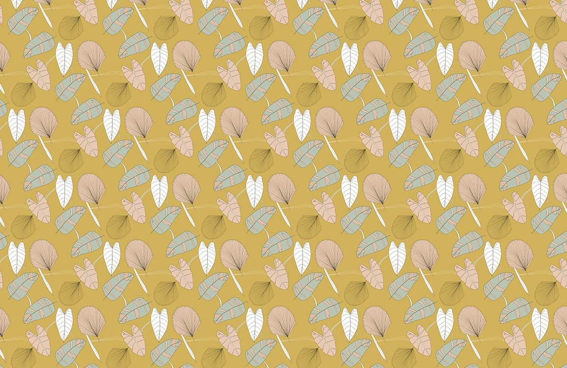 Home decoration wallpaper painting with a variety of leaves