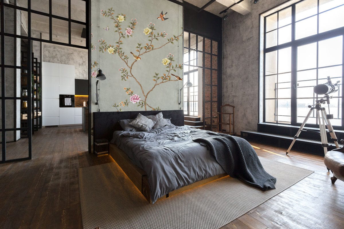 vintage style bedroom wallpaper mural art design