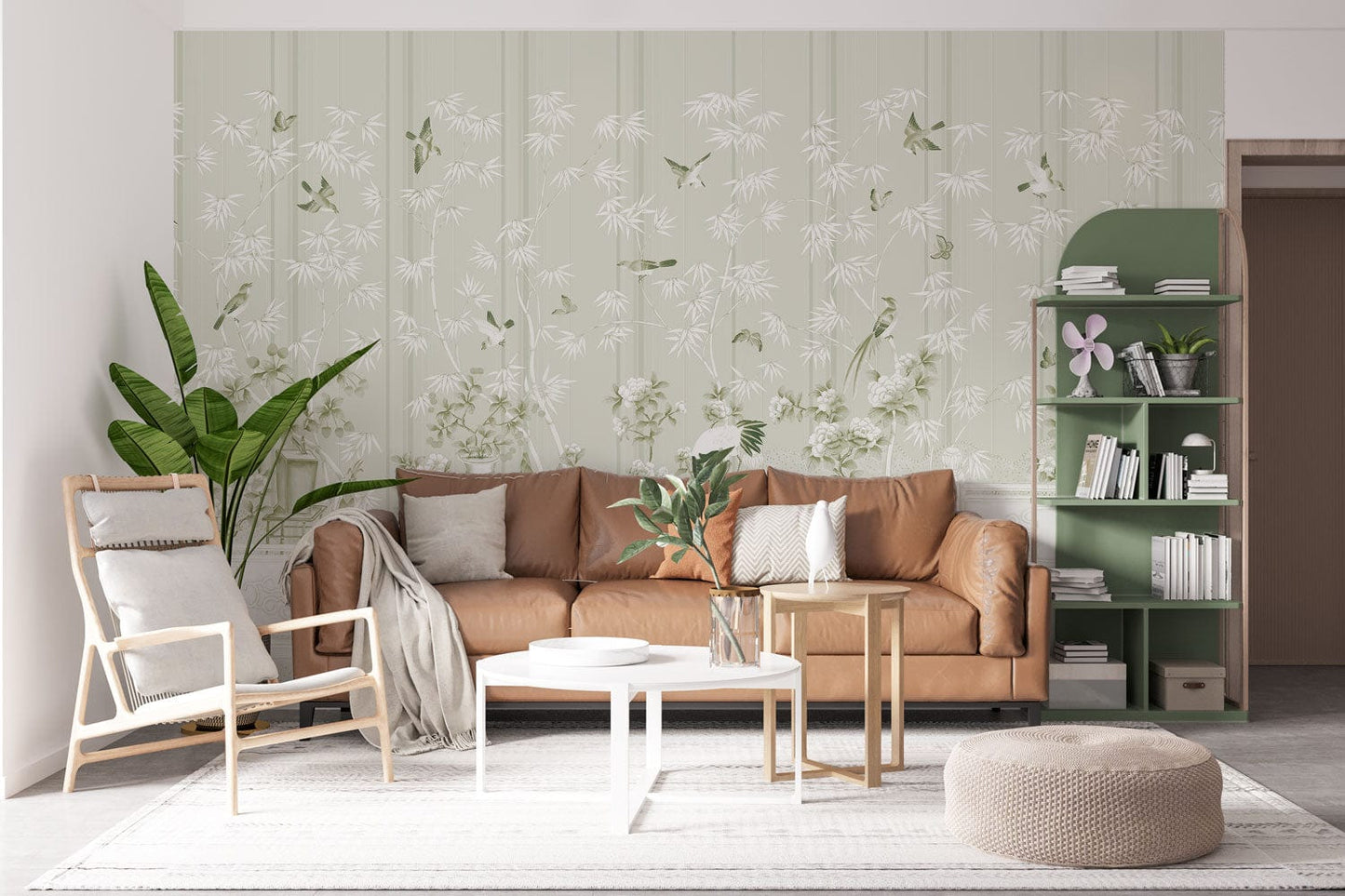 vintage wallpaper mural living room design