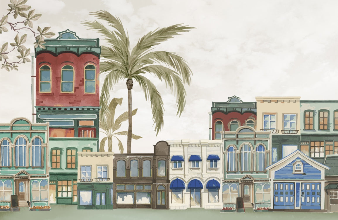 Tropical Green Palm Leaf Mural Wallpaper