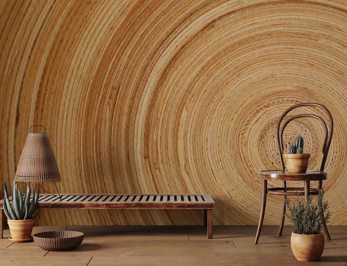 Wood Grain Effect Wallpaper Mural for Use as D��cor in the Hallway