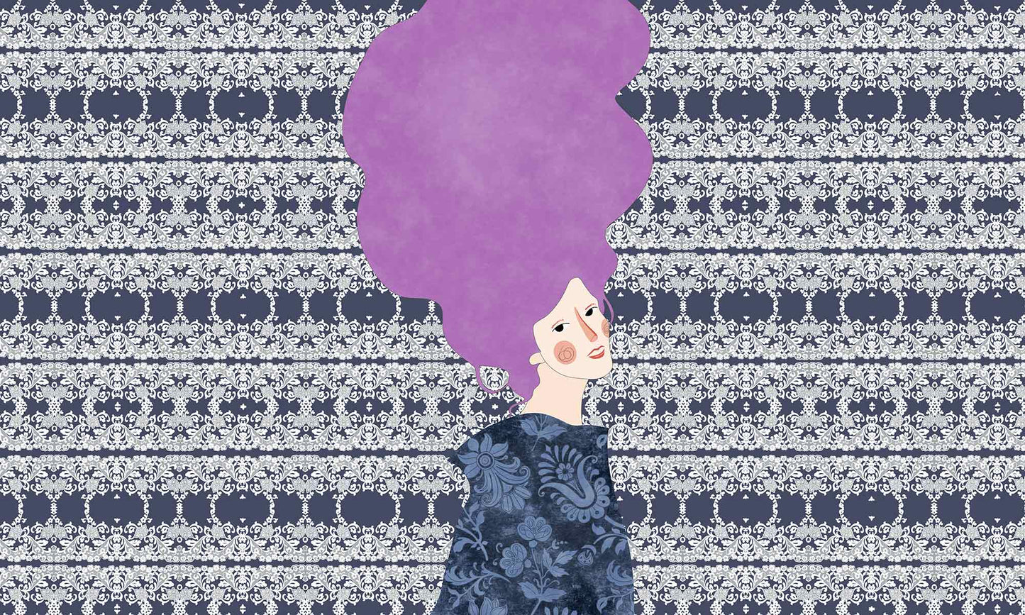 Vintage personality girl wall mural for girl's room