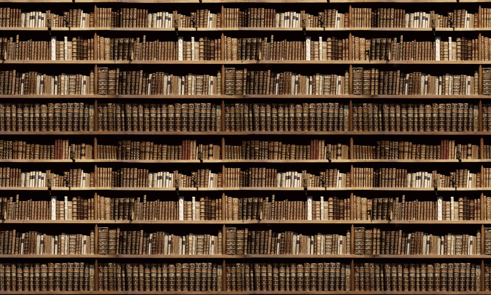 Vintage Library Bookshelf Wallpaper Mural in study room