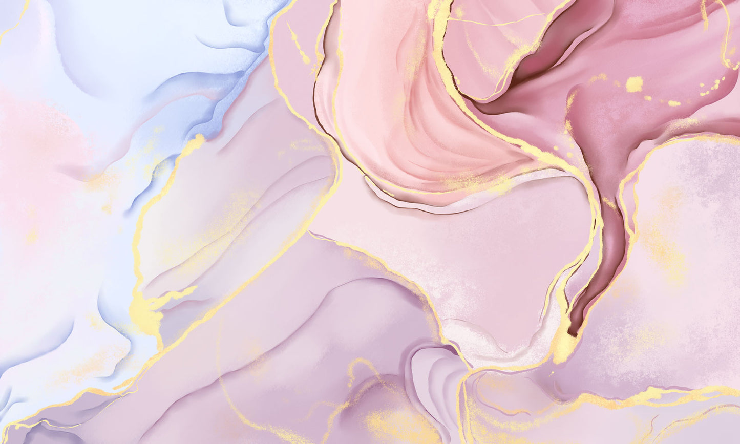 Abstract Pink Gold Marble Wallpaper Mural