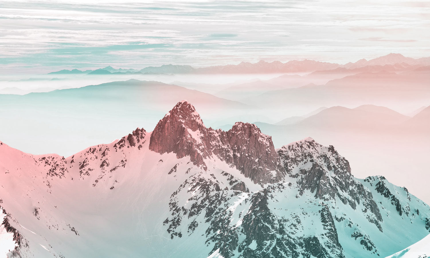 Pastel Mountain Range Landscape Mural Wallpaper