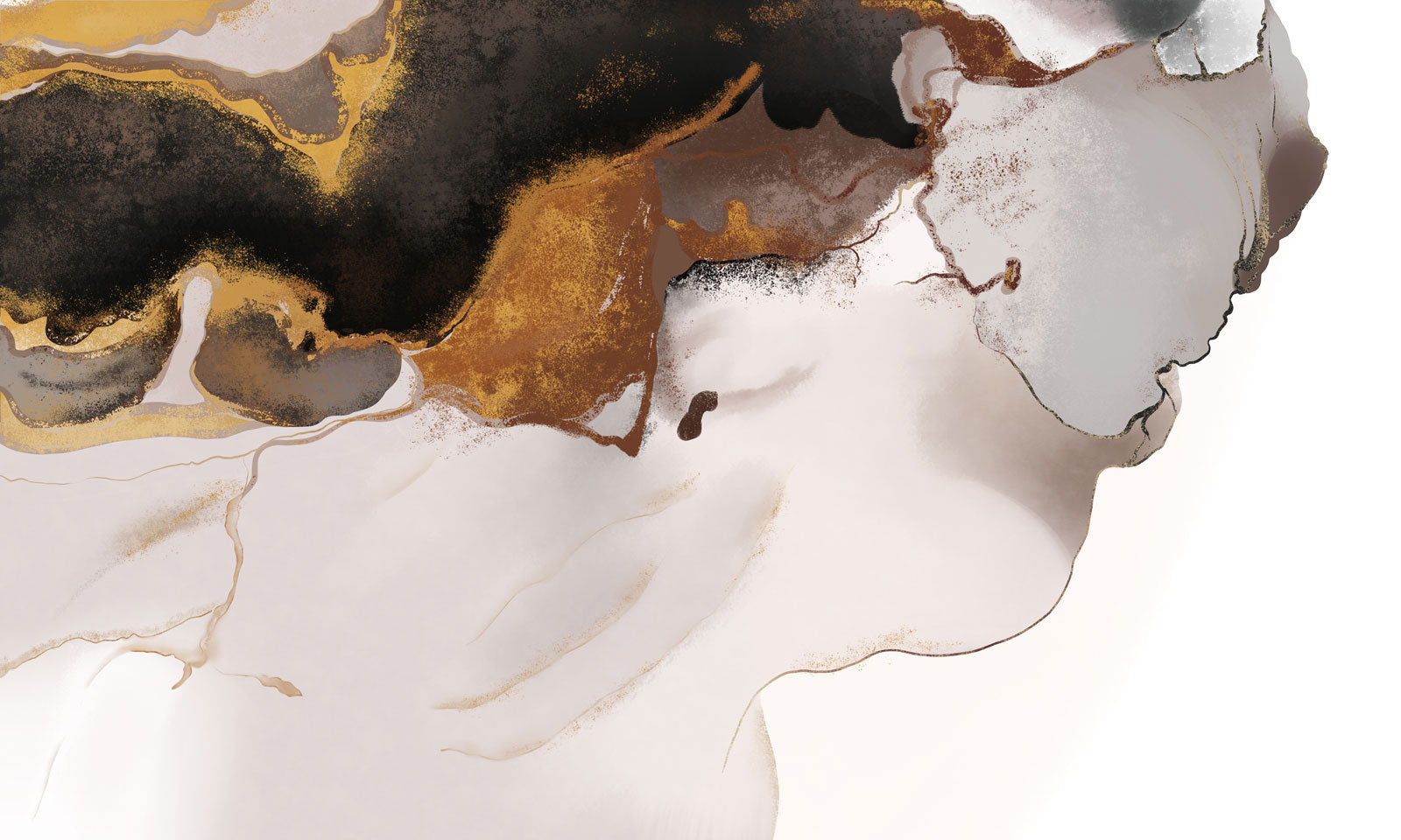 Abstract Gold Marble Ink Mural Wallpaper