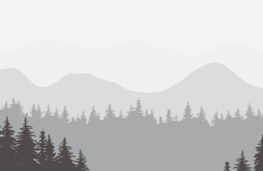 Home Decoration Featuring a Wallpaper Mural of a Misty Mountain Scene