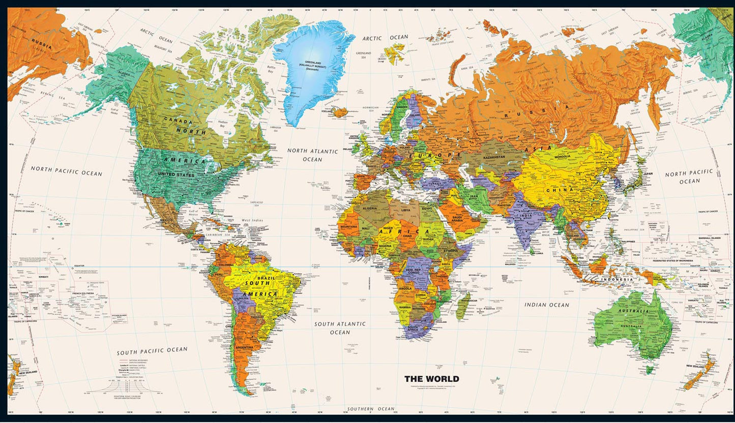 Colorful World Map Wallpaper Mural