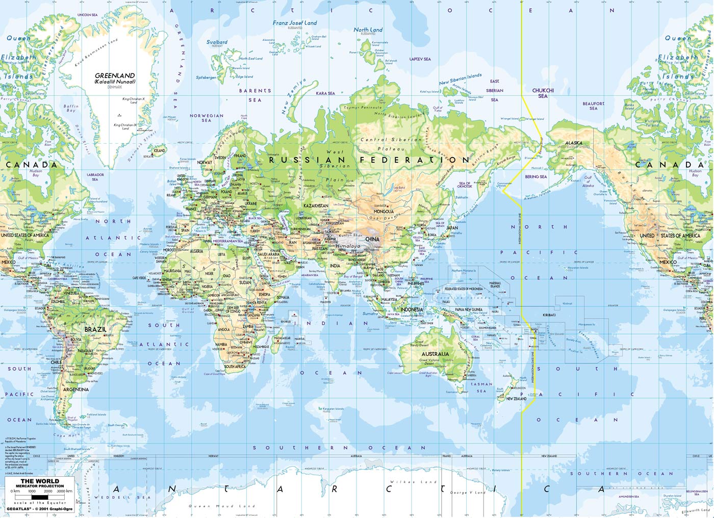 Educational Asia Centered Map Wall Mural