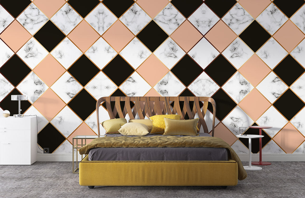 Mural Room Featuring Mixed Marble Wallpaper