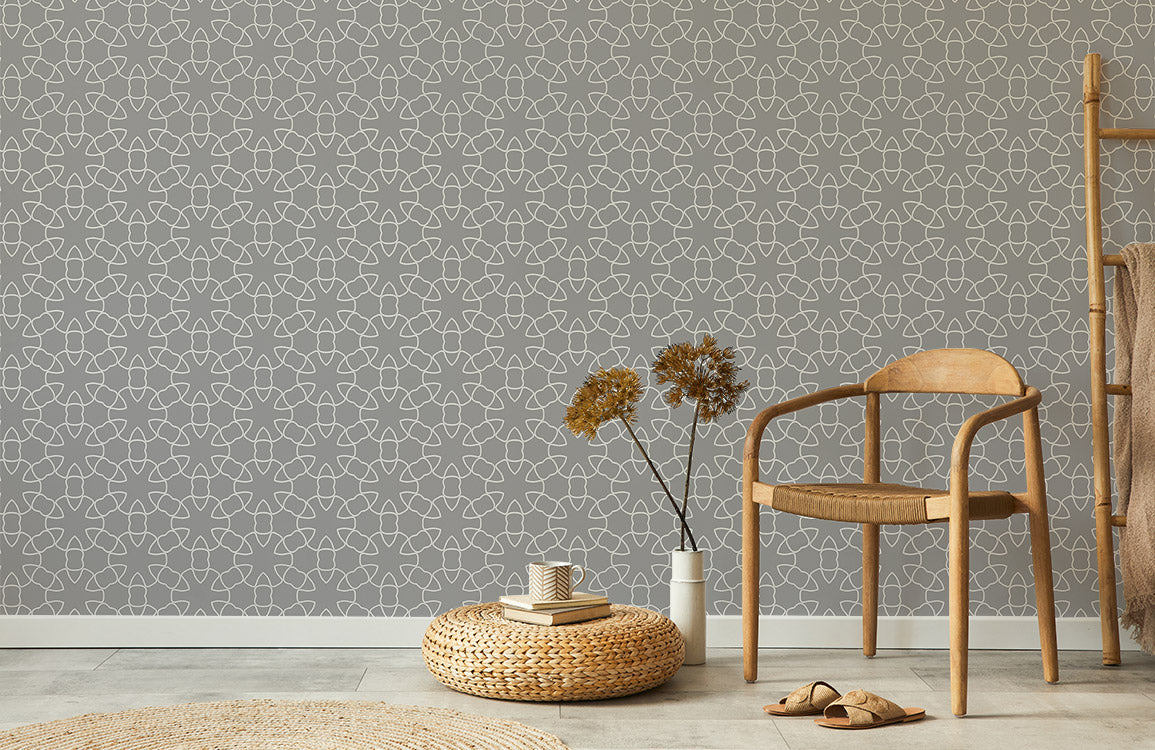 Room with a Miniature Wallpaper Mural Featuring a Dense Pattern