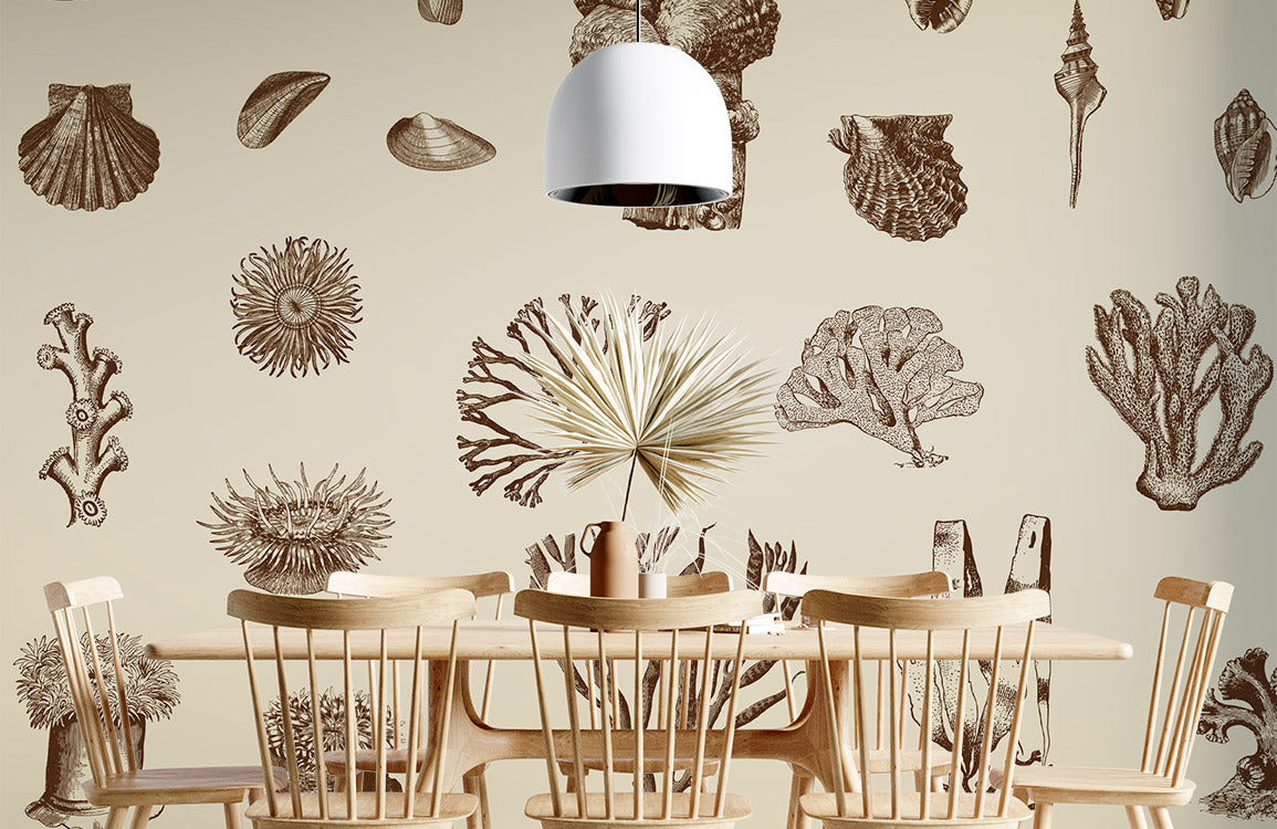 Wallpaper Mural of a Coral Ocean Scene for Use in Home Decoration