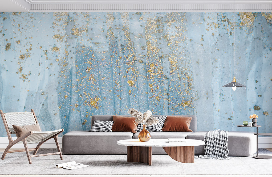 Blue Marble Gold Vein Mural Wallpaper | Ever Wallpaper – Everwallpaper
