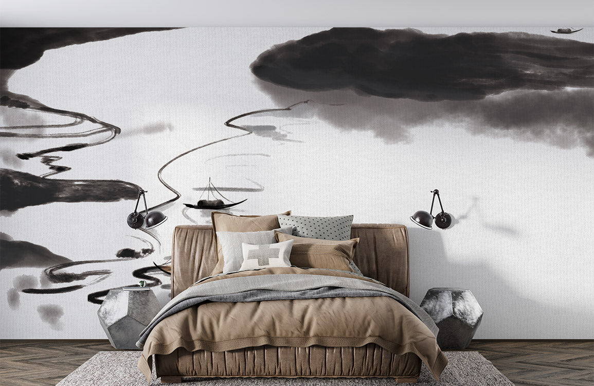 Wallpaper Mural Room Watercolor Painting River