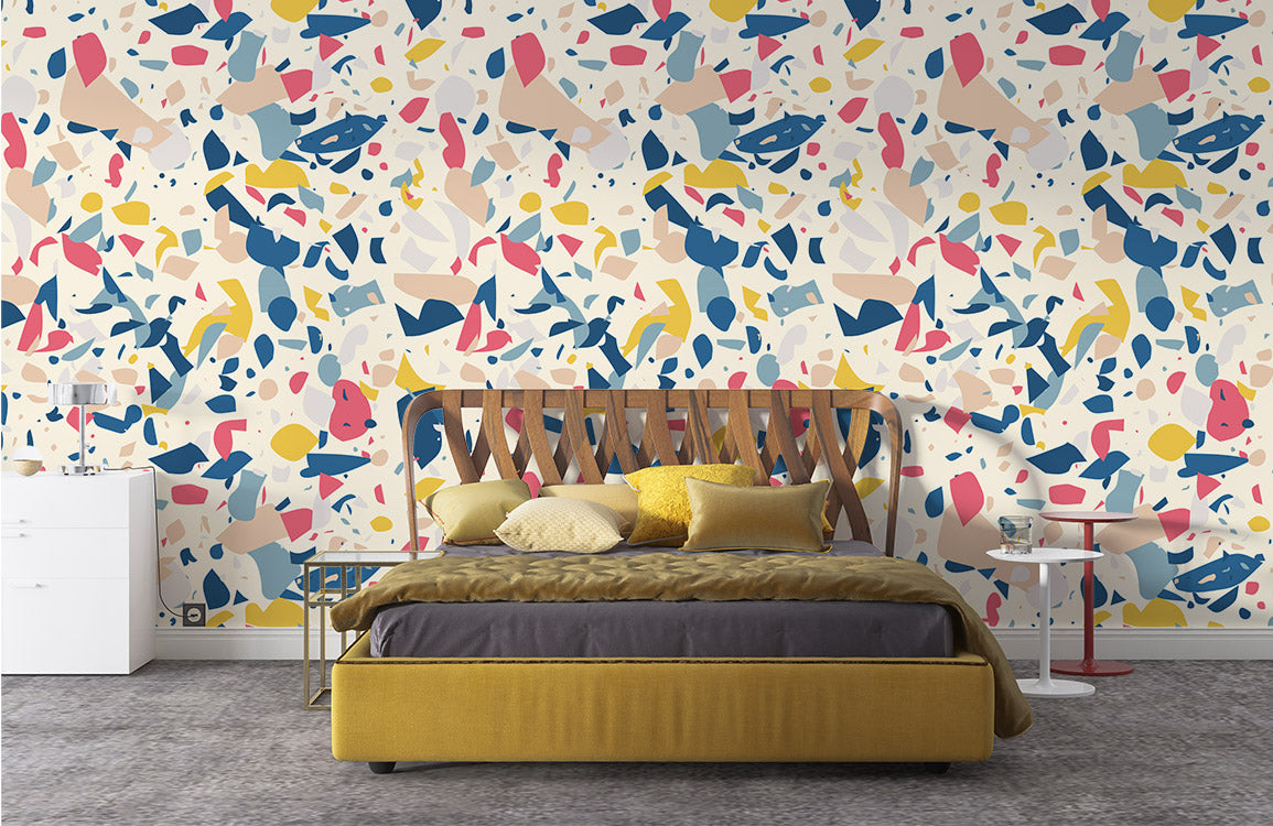 Marble Pattern Room with Colorful Fragments Irregular in a Marble Pattern Wallpaper Mural