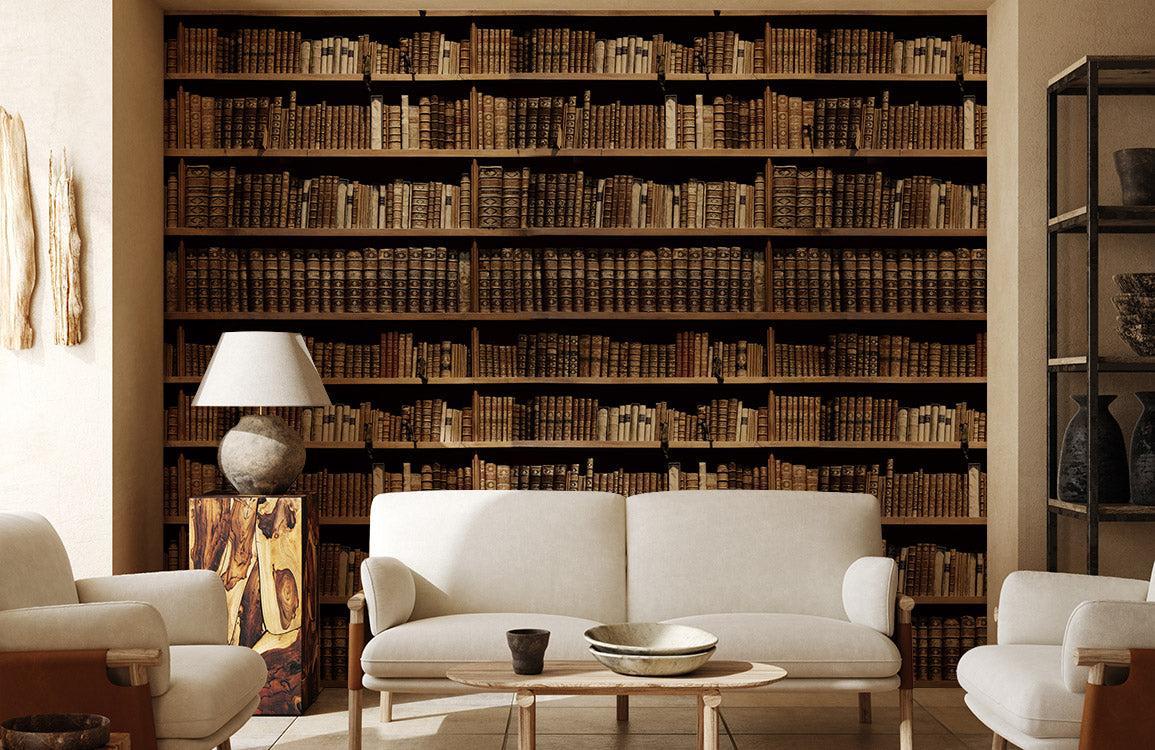 Vintage Library Bookshelf Wallpaper Mural in reading room