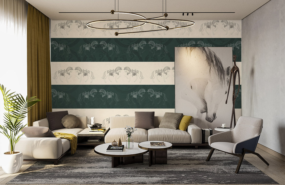 Animal Horse Couple Wallpaper Mural for Interior Home Decoration