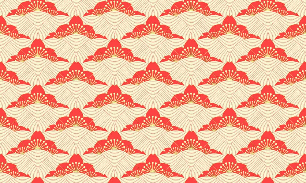 Wallpaper Mural in Abstract Red Sakura Pattern for Home Decoration