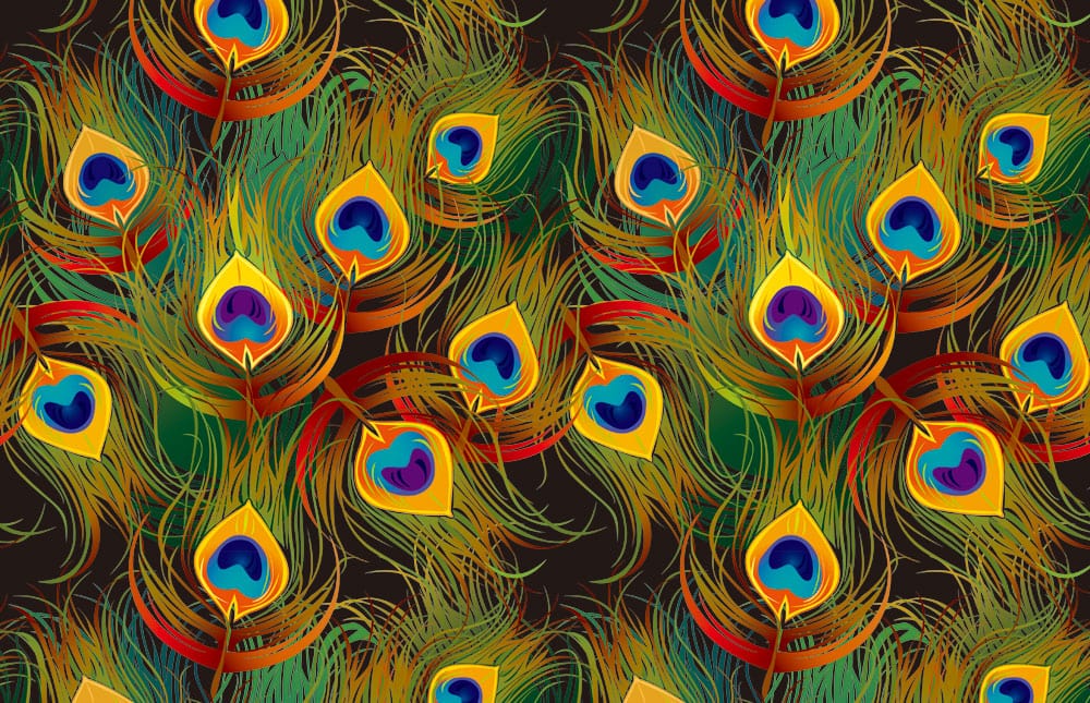 Golden Botanical Bird Garden Mural Wallpaper