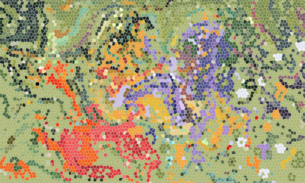 Decorative Wallpaper Mural With a Colorful Block Mosaic Design for the Home
