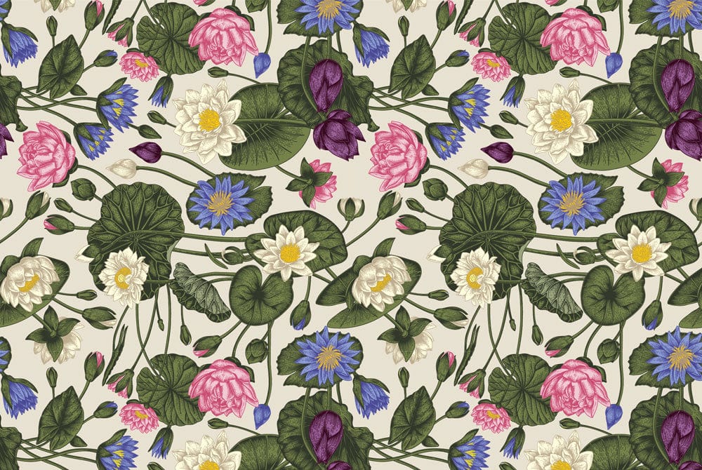 Wallpaper mural featuring a colorful and vibrant lotus design, ideal for use as room decoration