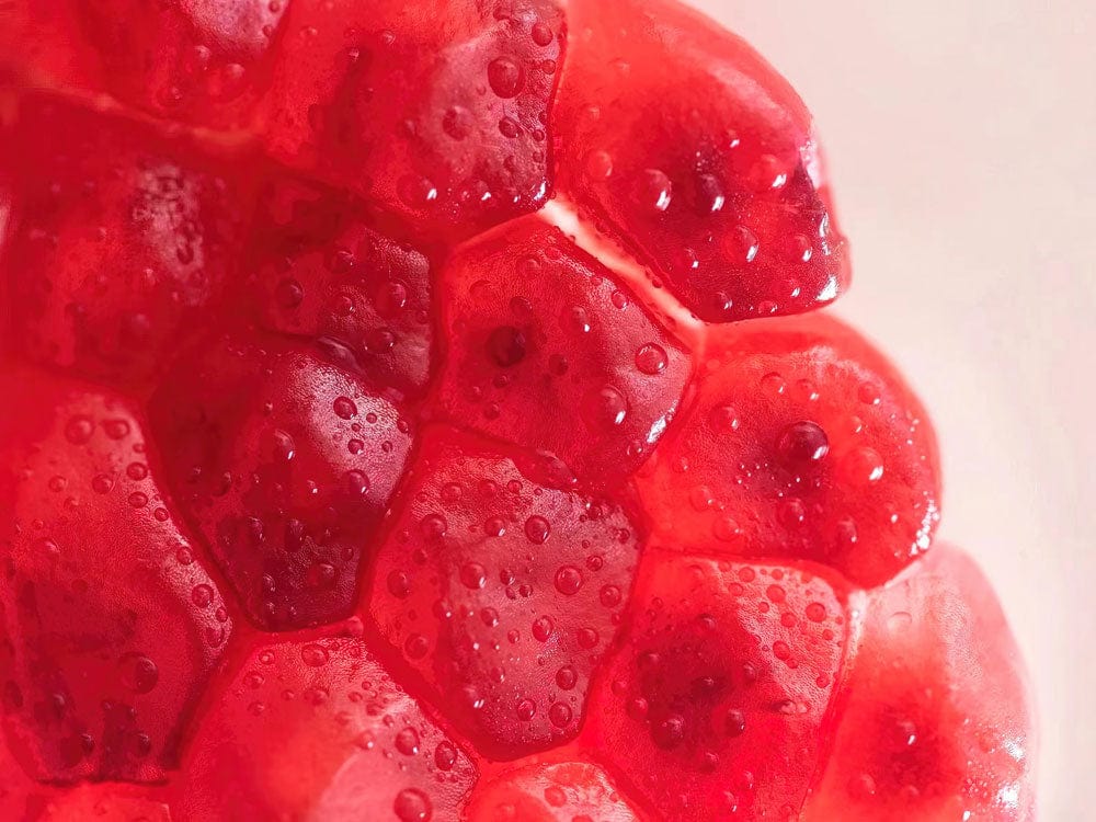 Wallpaper mural featuring a crystalline pomegranate design, perfect for use in interior design.
