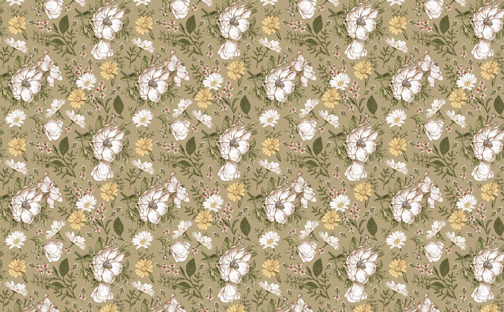 Wallpaper mural with fully opened daisies, perfect for use as home decor
