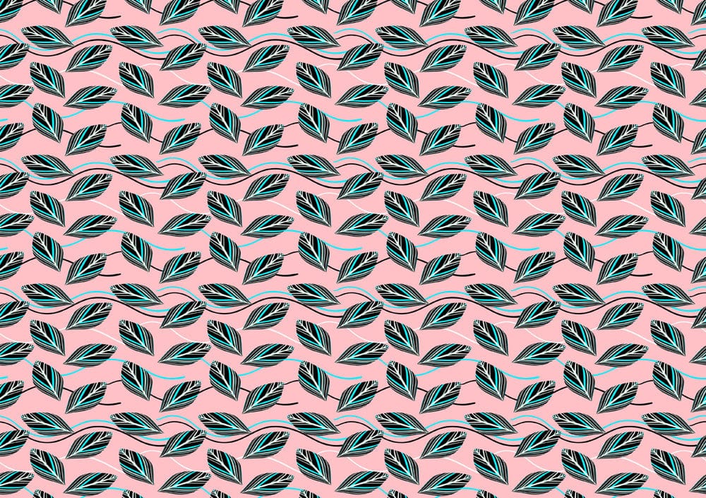 Home Decoration Wallpaper Mural with Leaves on a Pink Background