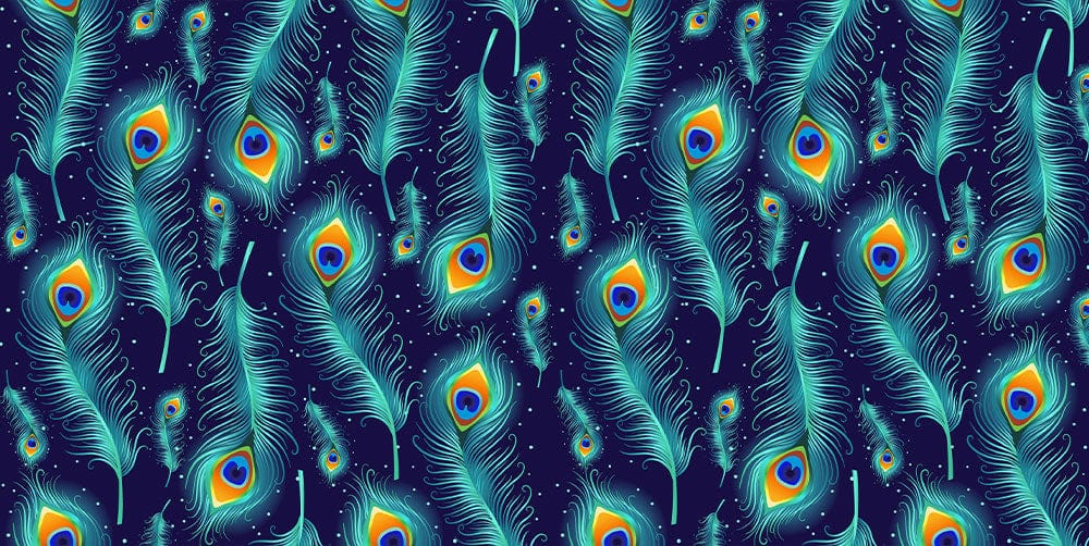 Wallpaper mural featuring a shimmering peacock feather design, perfect for use as home decor