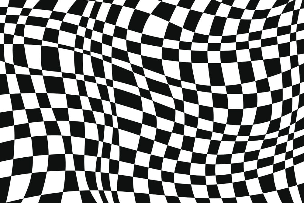 Wallpaper Mural with a Wavy Checkerboard Grid Design for Home Decoration