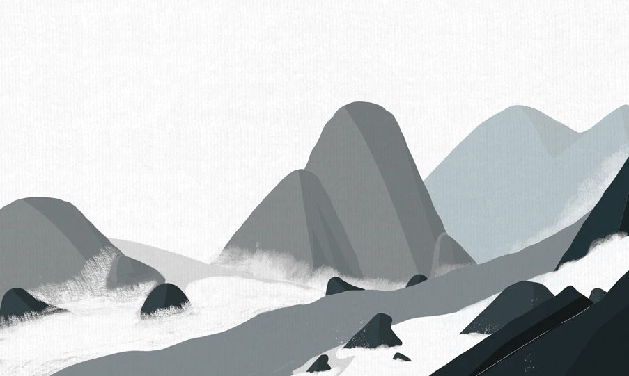 Room with an Ink Mountains Wallpaper Mural