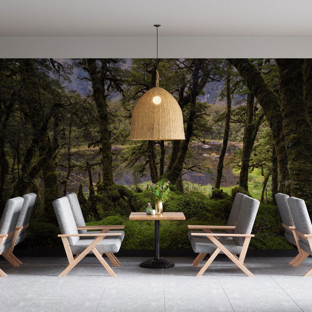 forest landscape with a small lake wall decoration restaurant