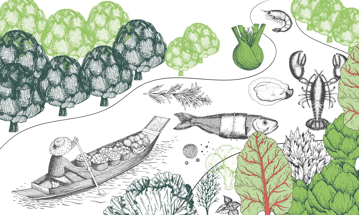 Wall Mural Featuring Fish and a River in the Room