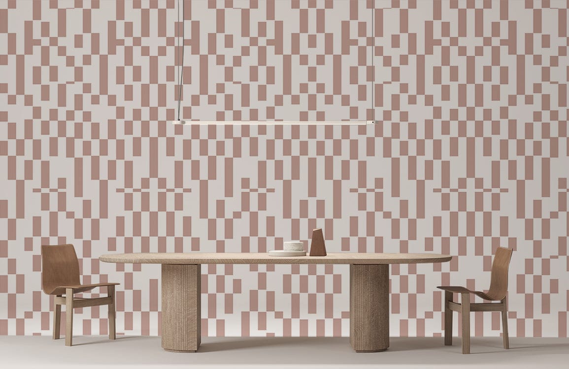 Modern Geometric Neutral Mural Wallpaper in dining room