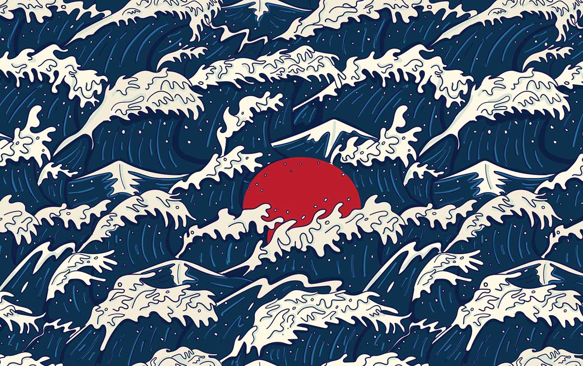 Sun in Waves Wallpaper Mural Art Design