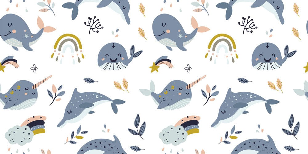murals of rainbows and dolphins for children