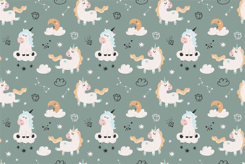 amusing wall mural design with a dimond and unicorn motif