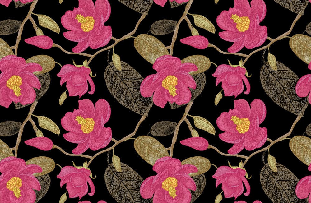 mural artwork on the wall that has a lovely and magnificent floral design and leaves