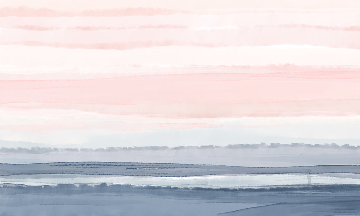Abstract Watercolor Pink Blue Wallpaper Mural