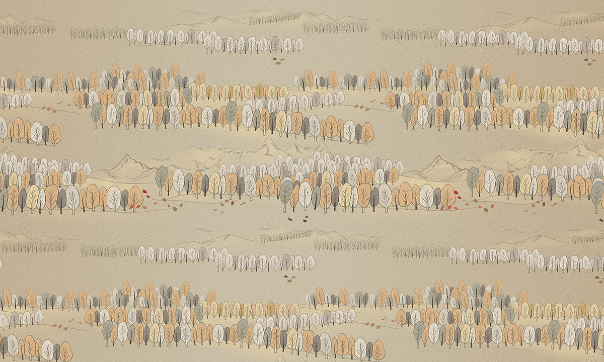 Room with a Mural Featuring a Jungle Sketch Pattern Wallpaper