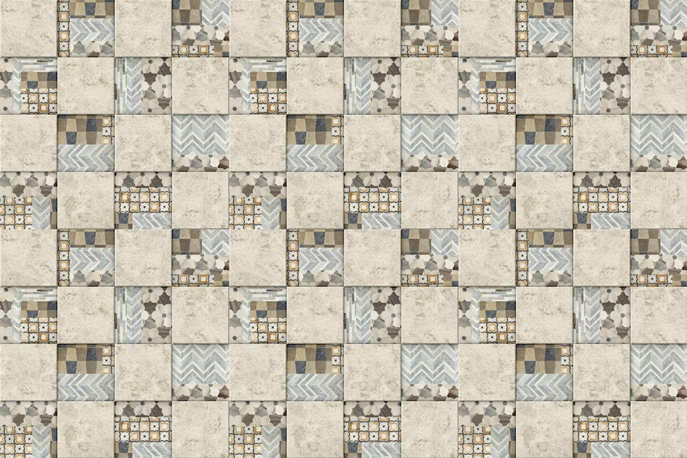 mixed pattern with flower and squre wall mural