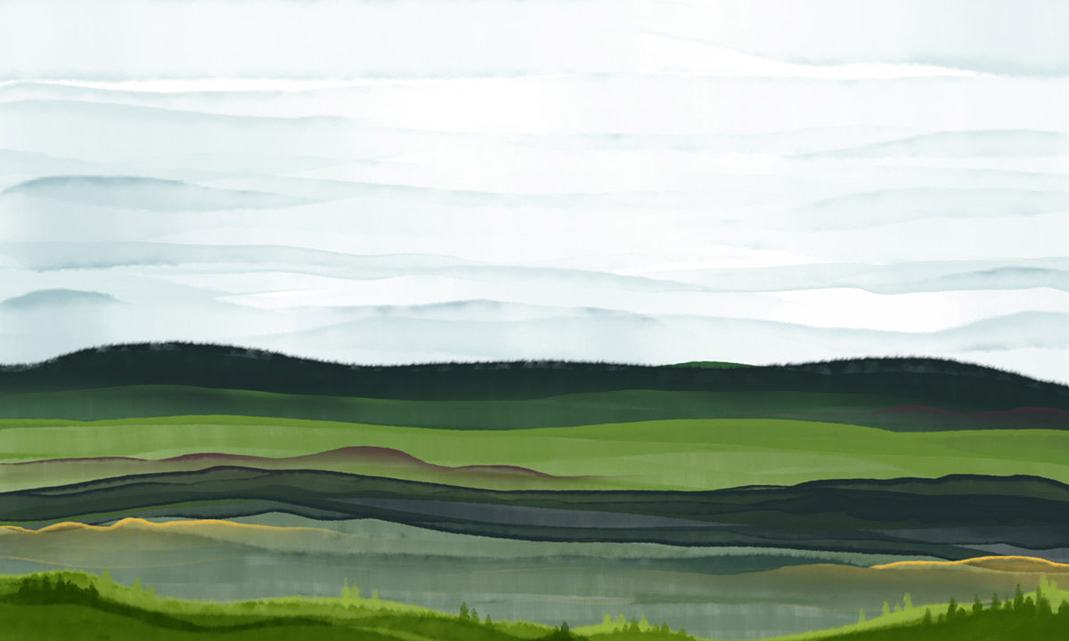 Serene Landscape Watercolor Wall Mural