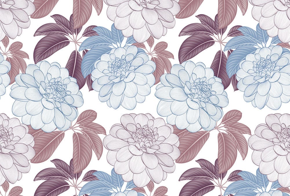 wall murals with a retro floral pattern