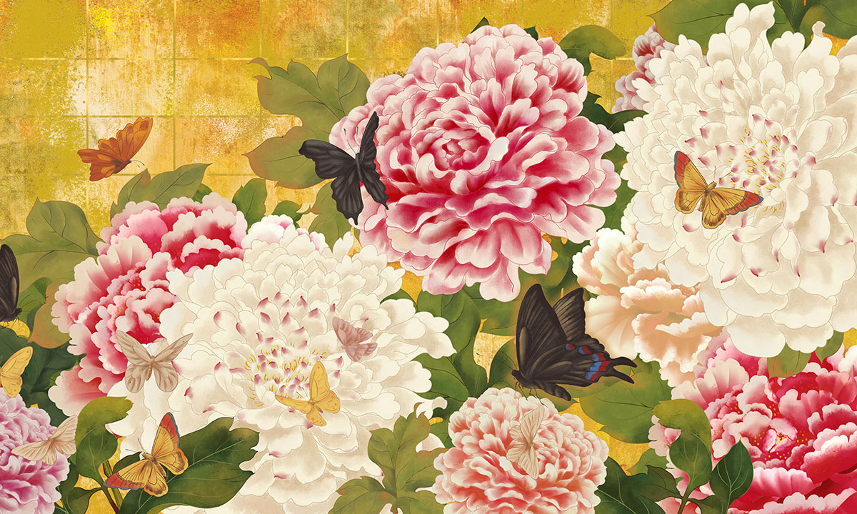 Vintage Floral Butterfly Wallpaper Mural