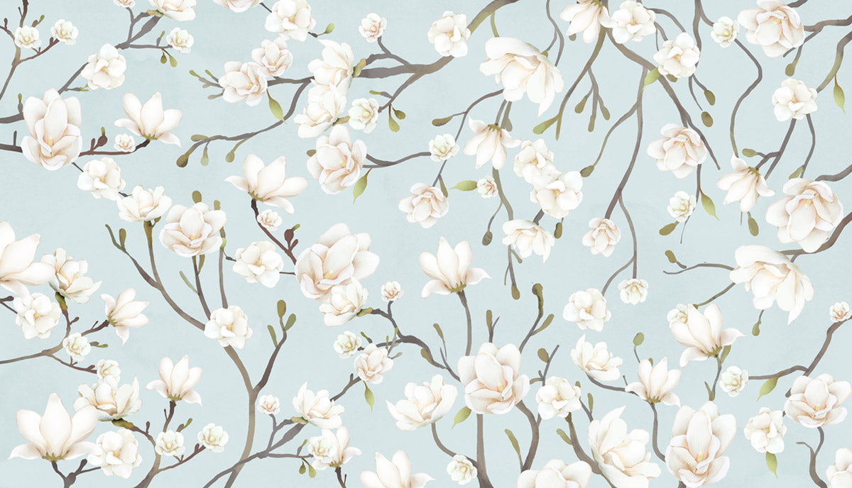 Elegant Magnolia Floral Mural Wallpaper