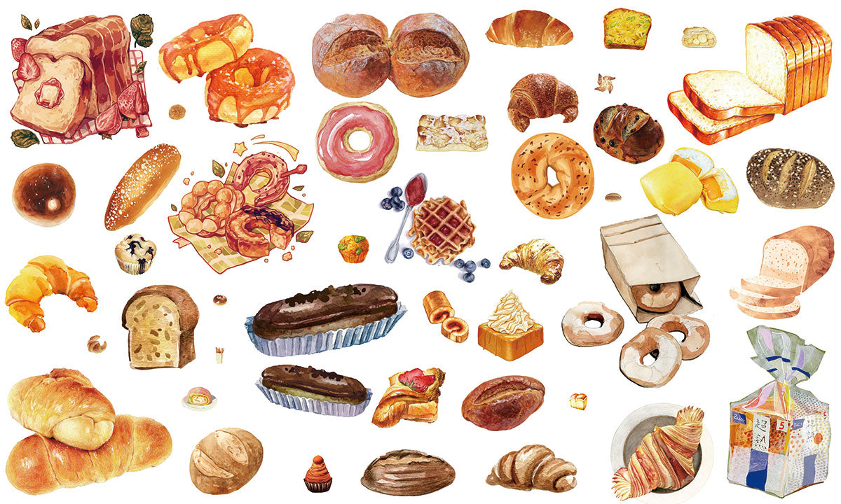 Colorful Watercolor Bakery Mural Wallpaper