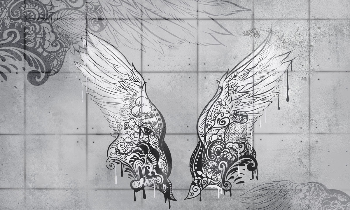 Elegant Phoenix Graffiti Art Mural Wallpaper