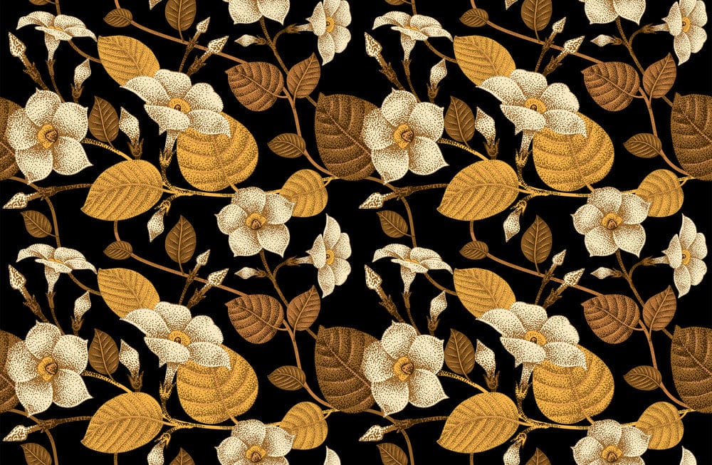 distinct floral painting-style embellishment for the wallpaper