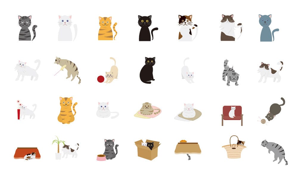 Joy Cats cartoon pattern wall mural art