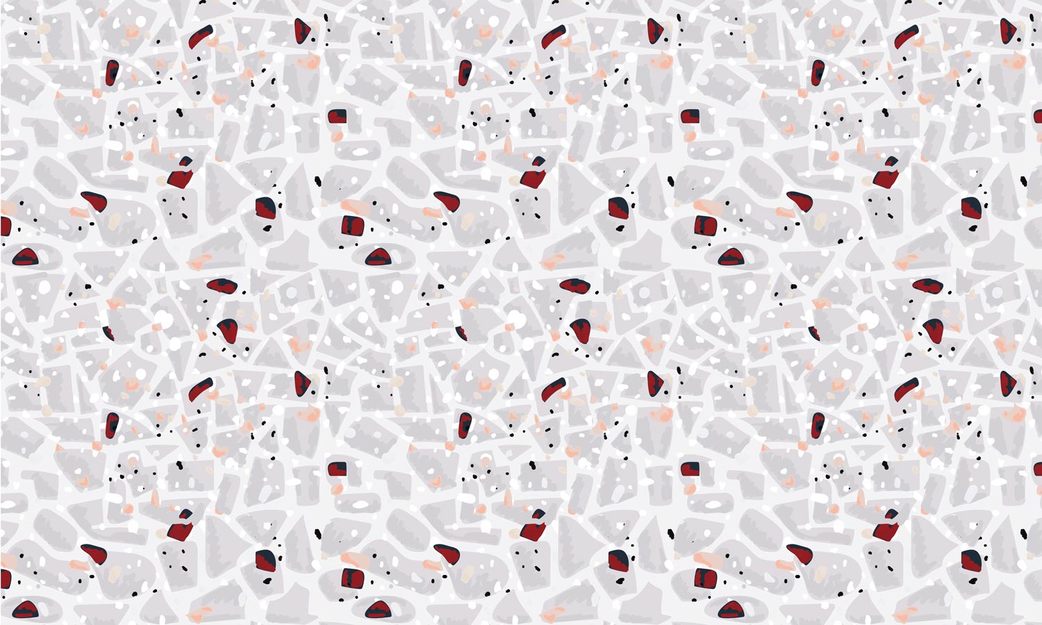 Wallpaper Mural with Terrazzo Tiles in Gray